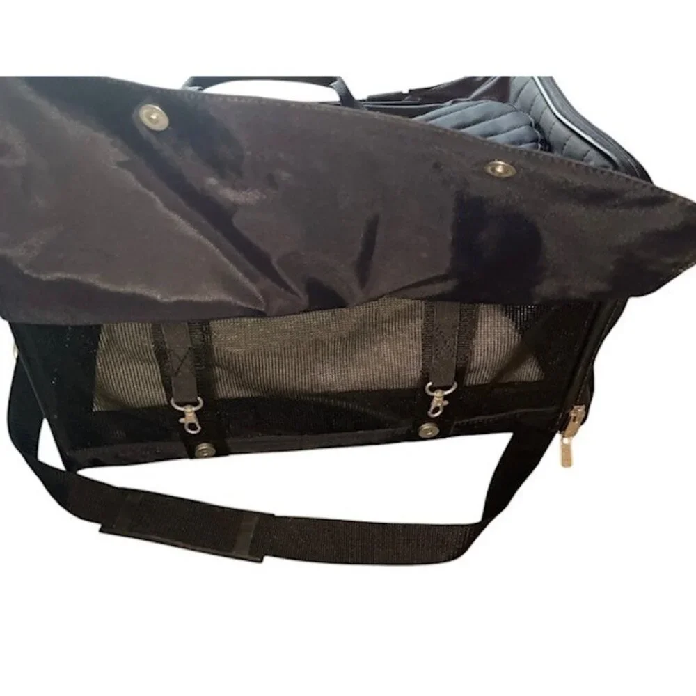Sherpa Black Travel Pet Carrier Bag 18x12x12 Shoulder Strap Handles Dog Cat